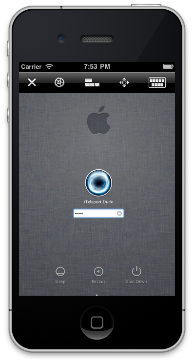 Lion VNC login screen
